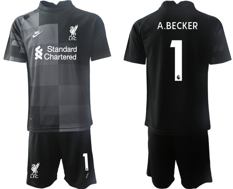 Men 2021-2022 Club Liverpool black goalkeeper #1 Soccer Jersey